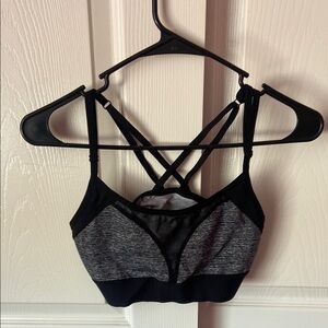 Pink Women's Black and Gray Strappy Bralette
